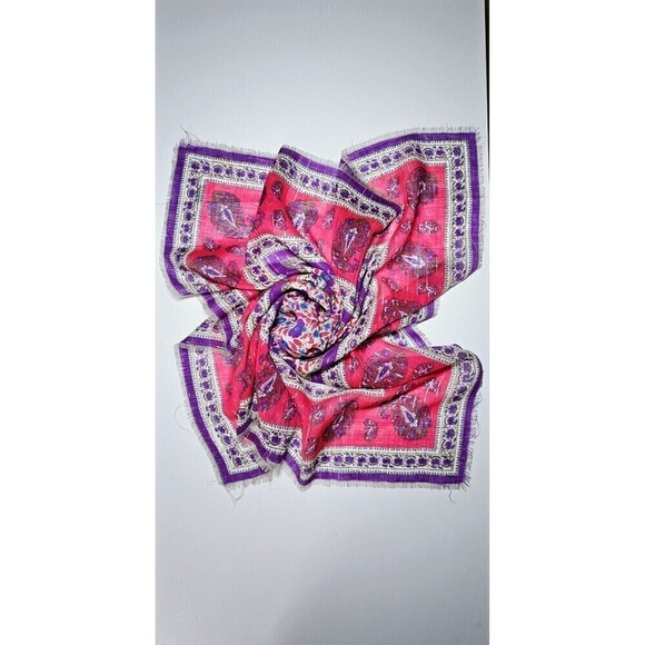 OSCAR DE LA RENTA Vintage Floral Wool Made In Japan Square Scarf 31x32 In - Picture 1 of 4